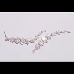David’s Bridal Baguette Fan Drop Earrings Crystal